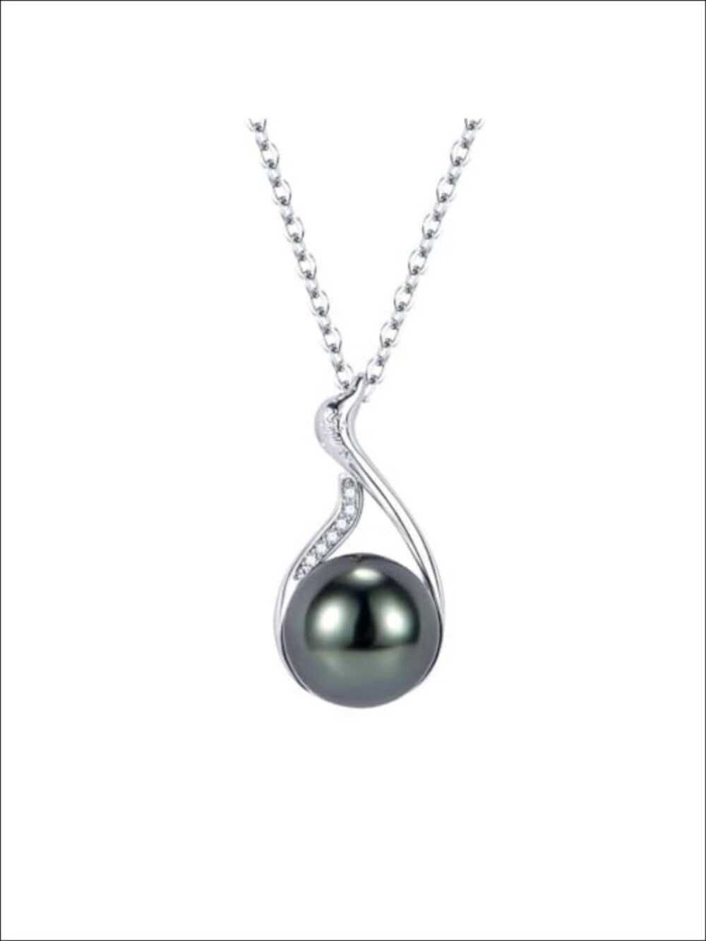 Swan Pendant Necklace with Black Pearl Charm Silver Plated Finish Elegant